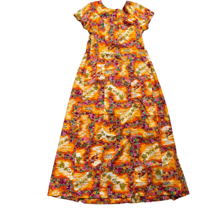 Made in Hawaii Vintage 80s Orange Flutter Sleeve Maxi Sundress Women’s 12 Resort